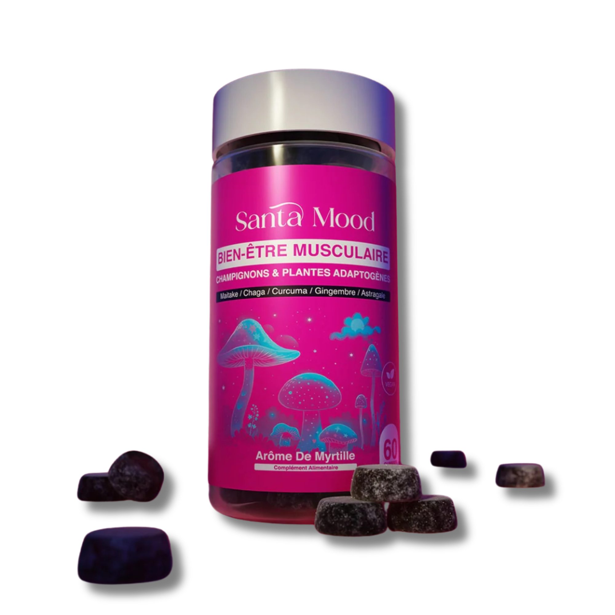 Discover Santa Mood gummies: 6 natural formulas based on functional mushrooms, adaptogenic plants and vitamins for energy, sleep, stress or immunity.