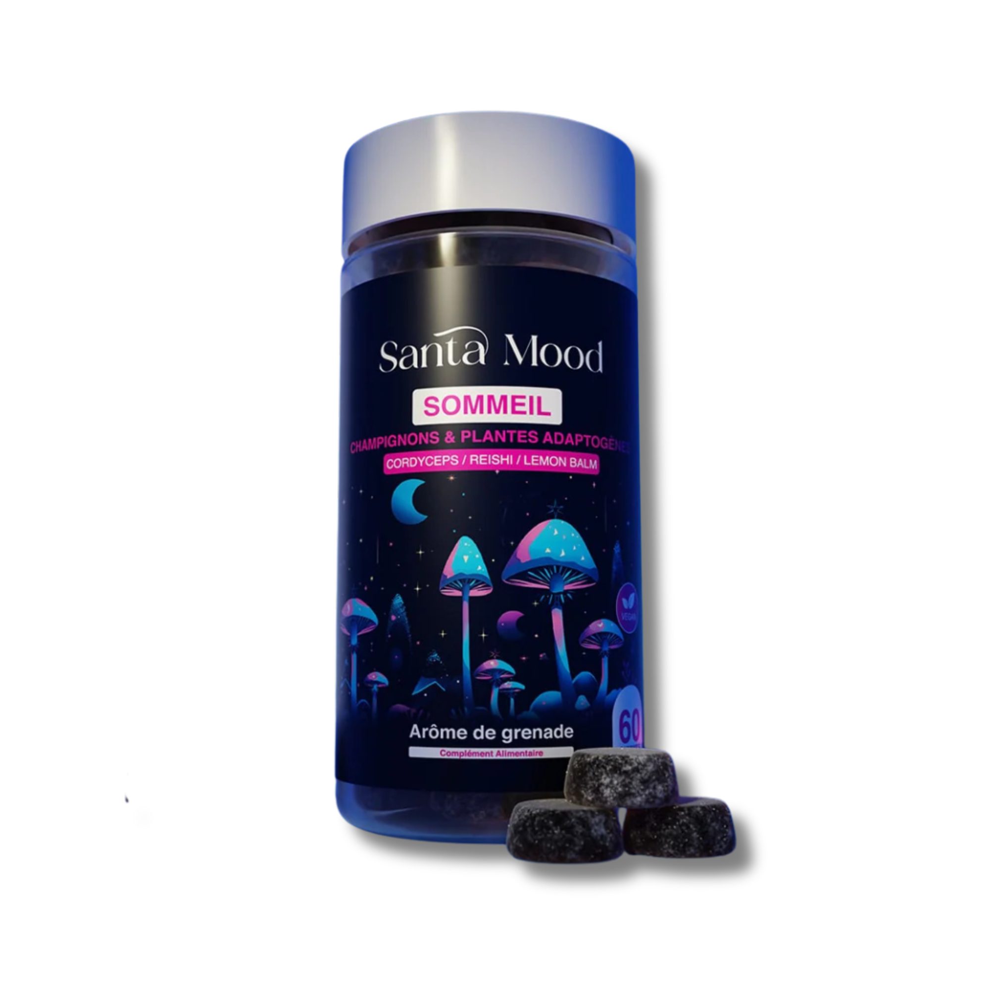 Discover Santa Mood gummies: 6 natural formulas based on functional mushrooms, adaptogenic plants and vitamins for energy, sleep, stress or immunity.