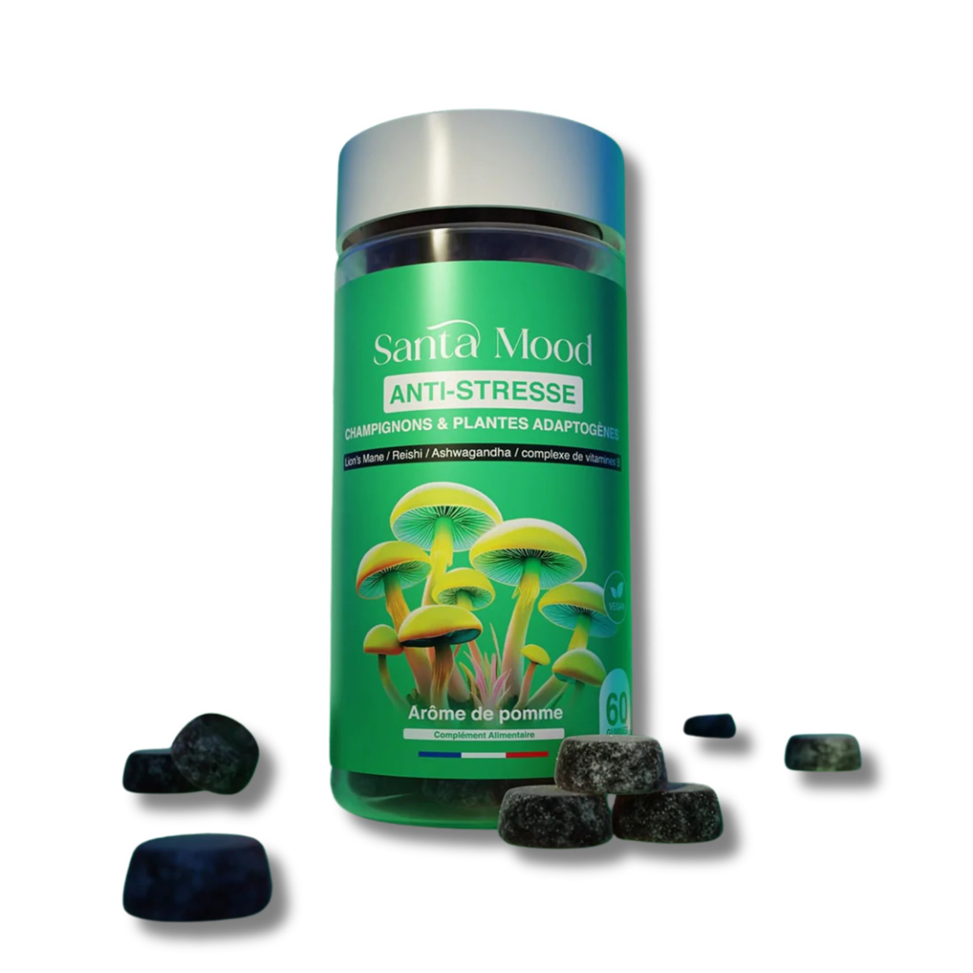 Discover Santa Mood gummies: 6 natural formulas based on functional mushrooms, adaptogenic plants and vitamins for energy, sleep, stress or immunity.