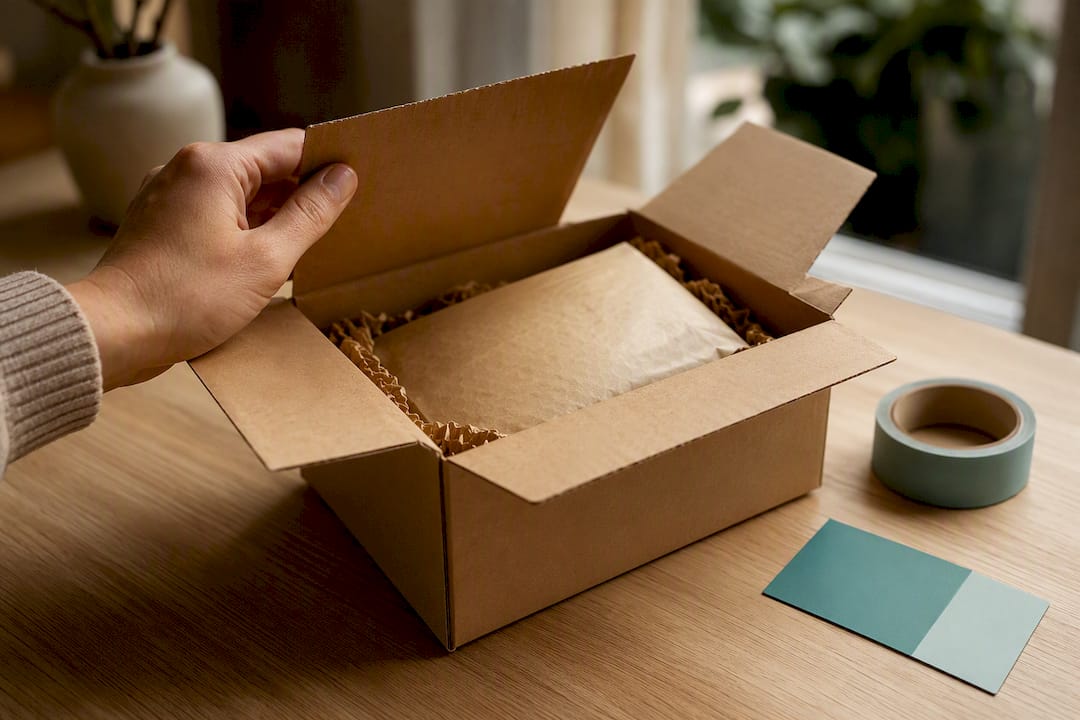 Auspacken eines neutral verpackten CBD-Pakets
