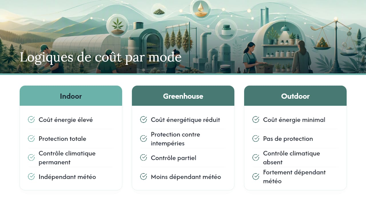 1,65–15 €/g : comment décomposer le prix des fleurs de CBD en France - Pure Extract CBD Vergleichende Kostenanalyse der drei Anbaumethoden