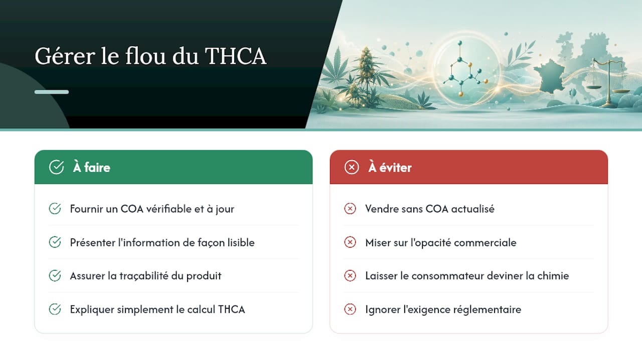 0,30 % de THC total : vérifier le THCA légal en France avec le COA - Pure Extract CBD Por qué la confusión sobre el THCA va a durar aún un tiempo — diagrama general