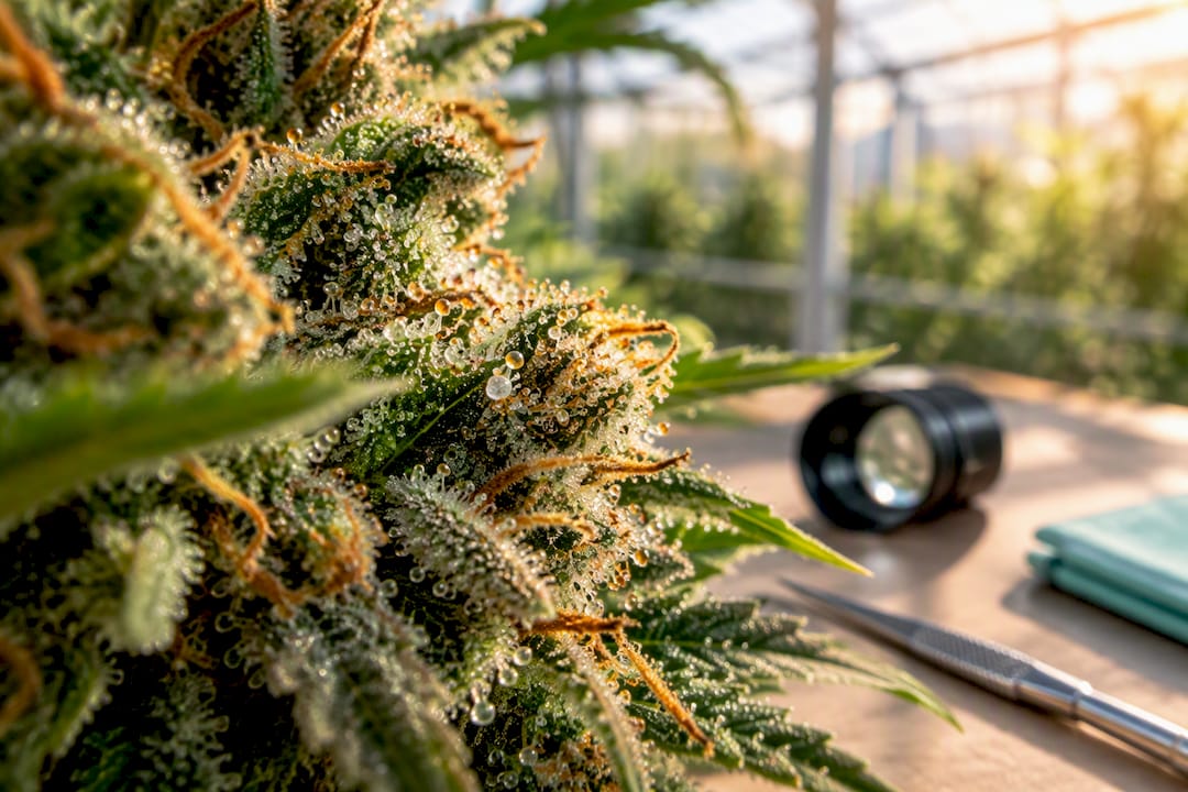 Vor der Ernte beobachtete Hanftrichome